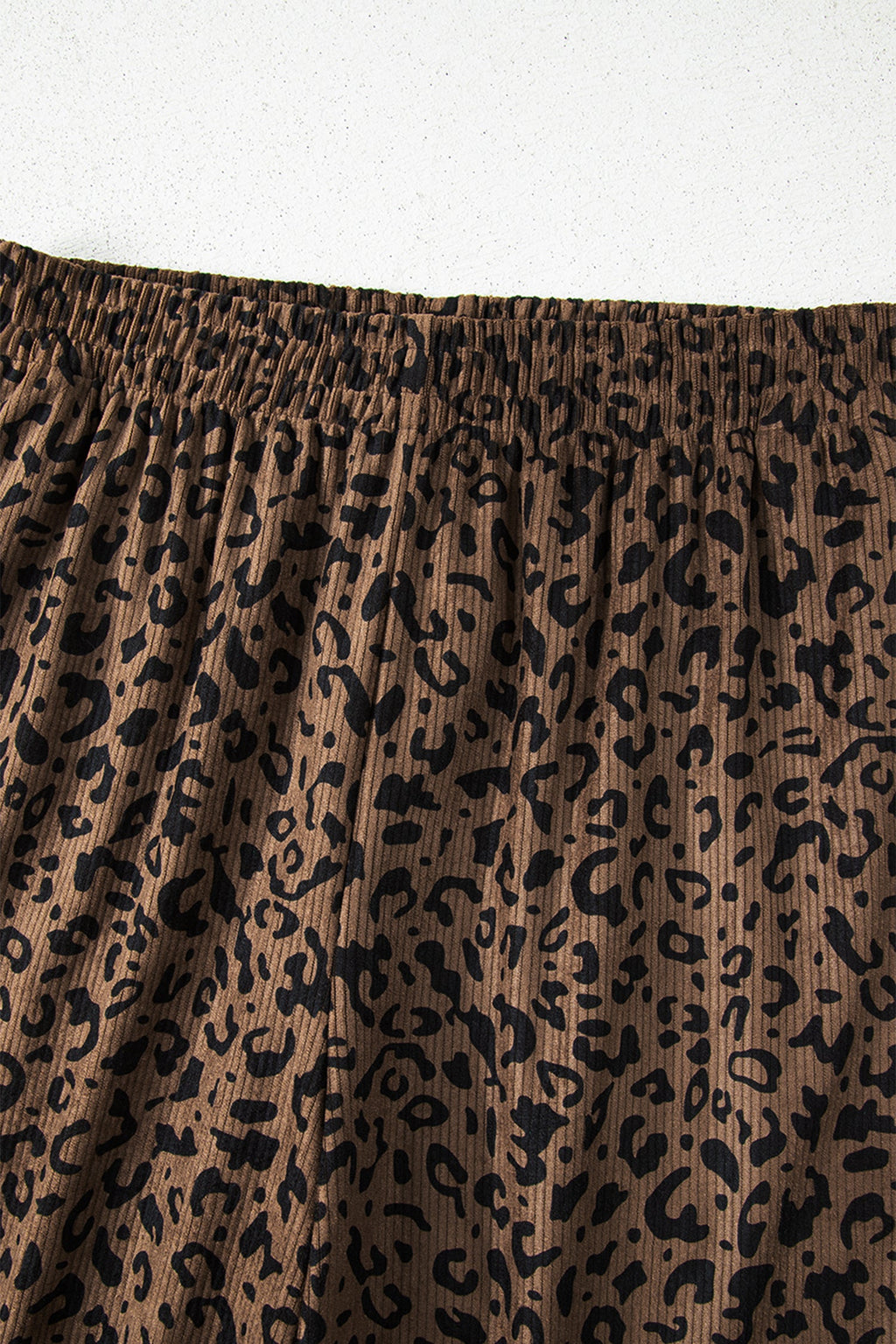 Leopard Elastic High Waist Loose Corduroy Pants