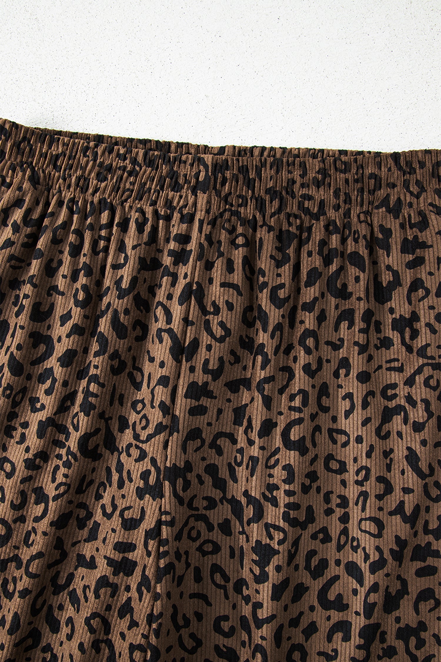 Leopard Elastic High Waist Loose Corduroy Pants