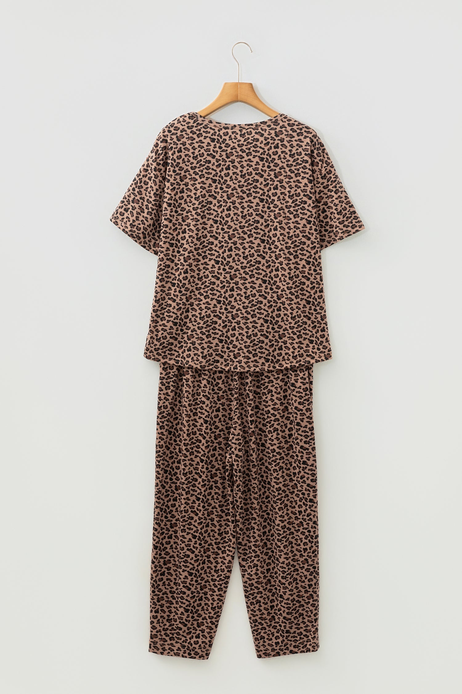 Leopard Loose Tee & Drawstring Waist Pants Set