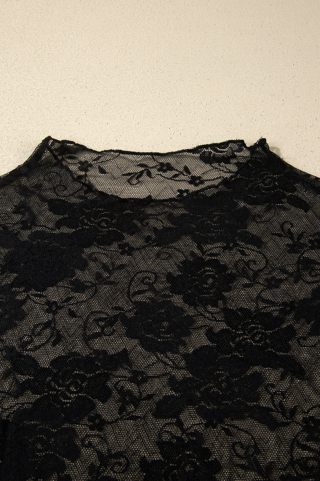 Plus Size Floral Mesh Long Sleeve Top