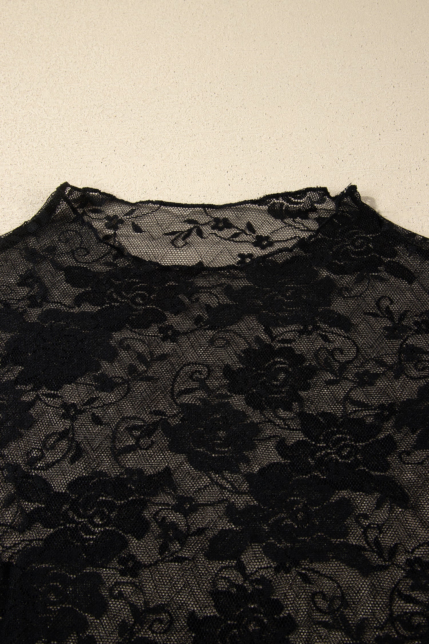 Plus Size Floral Mesh Long Sleeve Top